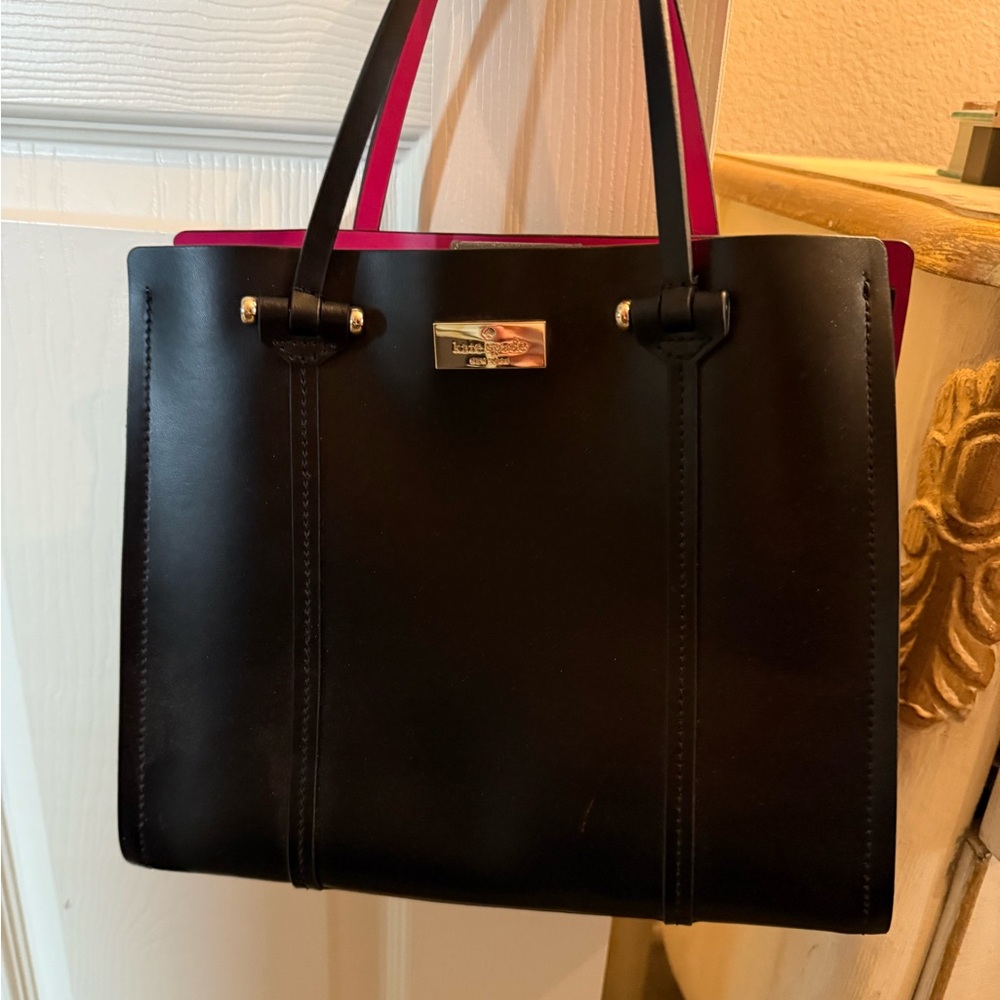 Elegant Kate Spade Black Leather Tote Bag